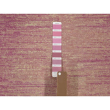 Load image into Gallery viewer, 2&#39;7&quot;x12&#39;3&quot; Hand Knotted Zero Pile Horizontal Ombre Design Pink with Touches of Ivory Pure Wool Only Oriental Runner Rug FWR401268