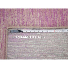 Load image into Gallery viewer, 2&#39;7&quot;x12&#39;3&quot; Hand Knotted Zero Pile Horizontal Ombre Design Pink with Touches of Ivory Pure Wool Only Oriental Runner Rug FWR401268