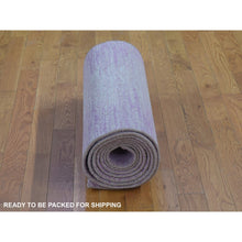Load image into Gallery viewer, 2&#39;7&quot;x12&#39;3&quot; Hand Knotted Zero Pile Horizontal Ombre Design Pink with Touches of Ivory Pure Wool Only Oriental Runner Rug FWR401268