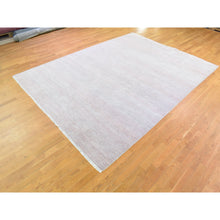 Load image into Gallery viewer, 9&#39;x12&#39;1&quot; Faded Pink Grass Design Gabbeh Hand Knotted Wool and Silk Densely Woven Modern Oriental Rug FWR401376