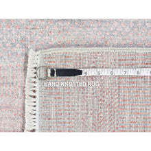 Load image into Gallery viewer, 9&#39;x12&#39;1&quot; Faded Pink Grass Design Gabbeh Hand Knotted Wool and Silk Densely Woven Modern Oriental Rug FWR401376