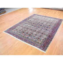 Load image into Gallery viewer, 8&#39;9&quot;x11&#39;3&quot; Beige Antique Persian Kerman with Areas of Wear, Distressed, Clean, Sides and Edges Secured Hand Knotted Pure Wool Oriental Rug FWR401694