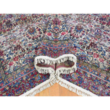 Load image into Gallery viewer, 8&#39;9&quot;x11&#39;3&quot; Beige Antique Persian Kerman with Areas of Wear, Distressed, Clean, Sides and Edges Secured Hand Knotted Pure Wool Oriental Rug FWR401694