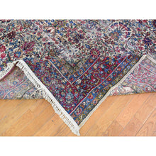Load image into Gallery viewer, 8&#39;9&quot;x11&#39;3&quot; Beige Antique Persian Kerman with Areas of Wear, Distressed, Clean, Sides and Edges Secured Hand Knotted Pure Wool Oriental Rug FWR401694