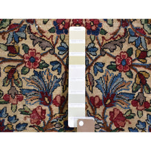 Load image into Gallery viewer, 8&#39;9&quot;x11&#39;3&quot; Beige Antique Persian Kerman with Areas of Wear, Distressed, Clean, Sides and Edges Secured Hand Knotted Pure Wool Oriental Rug FWR401694