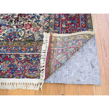 Load image into Gallery viewer, 8&#39;9&quot;x11&#39;3&quot; Beige Antique Persian Kerman with Areas of Wear, Distressed, Clean, Sides and Edges Secured Hand Knotted Pure Wool Oriental Rug FWR401694