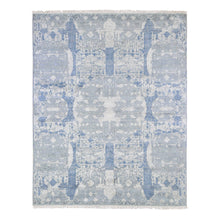 Load image into Gallery viewer, 8&#39;1&quot;x10&#39;1&quot; Hand Knotted Blue Wool and Pure Silk Jewellery Design with Soft Colors Oriental Rug FWR401718