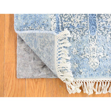 Load image into Gallery viewer, 2&#39;x3&#39; Jewellery Design with Soft Colors Hand Knotted Blue Wool and Pure Silk Oriental Mat Rug FWR401790
