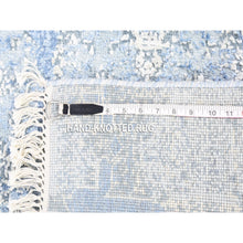 Load image into Gallery viewer, 2&#39;x3&#39; Jewellery Design with Soft Colors Hand Knotted Blue Wool and Pure Silk Oriental Mat Rug FWR401790