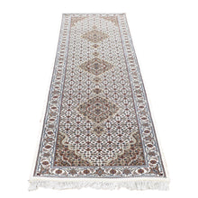 Load image into Gallery viewer, 2&#39;9&quot;x9&#39;8&quot; Hand Knotted Tabriz Mahi Double Fish Medallions Design Wool Honey Brown Oriental Runner Rug FWR401808