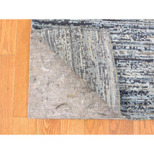 Load image into Gallery viewer, 10&#39;x14&#39; Horizontal Ombre Design Hand Knotted Denim Blue Wool and Pure Silk Oriental Rug FWR401820