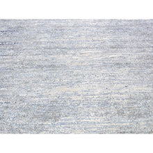 Load image into Gallery viewer, 10&#39;x14&#39; Horizontal Ombre Design Hand Knotted Denim Blue Wool and Pure Silk Oriental Rug FWR401820