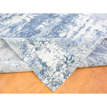 Load image into Gallery viewer, 12&#39;x15&#39; Denim Blue Hand Knotted Abstract Design Wool and Real Silk Oversized Oriental Rug FWR401862