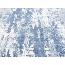 Load image into Gallery viewer, 12&#39;x15&#39; Denim Blue Hand Knotted Abstract Design Wool and Real Silk Oversized Oriental Rug FWR401862