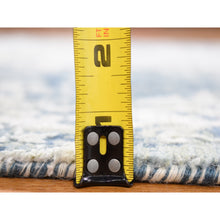 Load image into Gallery viewer, 2&#39;7&quot;x12&#39;1&quot; Hand Knotted Abstract Design Wool and Real Silk Denim Blue Runner Oriental Rug FWR401892