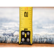 Load image into Gallery viewer, 3&#39;8&quot;x17&#39;2&quot; Hand Knotted Denim Blue Abstract Design Wool and Real Silk Extra Large Wide Runner Oriental Rug FWR401904