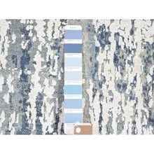 Load image into Gallery viewer, 2&#39;7&quot;x12&#39;2&quot; Hand Knotted Blue Abstract Design Wool and Real Silk Runner Oriental Rug FWR401910