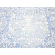 Load image into Gallery viewer, 6&#39;x9&#39;3&quot; Hand Knotted Blue Modern with Jewelry Design Pastels Silk with Wool Oriental Rug FWR401916