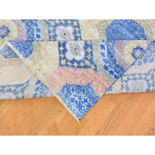 Load image into Gallery viewer, 9&#39;x11&#39;8&quot; Denim Blue Mamluk Repetitive Design with Pastel Colors Hand Knotted Pure Wool Oriental Rug FWR401982