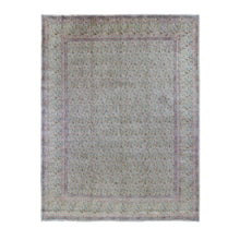 Load image into Gallery viewer, 10&#39;x13&#39; Ivory Antique Persian Kerman, Full Pile Excellent Condition and Soft Paisley Design Hand Knotted Pure Wool Oriental Rug FWR401988