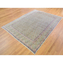 Load image into Gallery viewer, 10&#39;x13&#39; Ivory Antique Persian Kerman, Full Pile Excellent Condition and Soft Paisley Design Hand Knotted Pure Wool Oriental Rug FWR401988