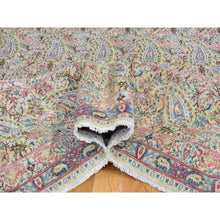 Load image into Gallery viewer, 10&#39;x13&#39; Ivory Antique Persian Kerman, Full Pile Excellent Condition and Soft Paisley Design Hand Knotted Pure Wool Oriental Rug FWR401988