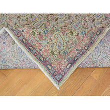 Load image into Gallery viewer, 10&#39;x13&#39; Ivory Antique Persian Kerman, Full Pile Excellent Condition and Soft Paisley Design Hand Knotted Pure Wool Oriental Rug FWR401988
