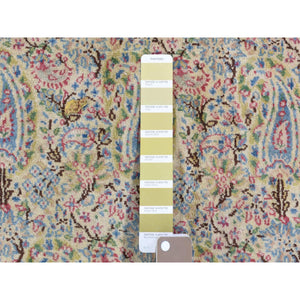 10'x13' Ivory Antique Persian Kerman, Full Pile Excellent Condition and Soft Paisley Design Hand Knotted Pure Wool Oriental Rug FWR401988