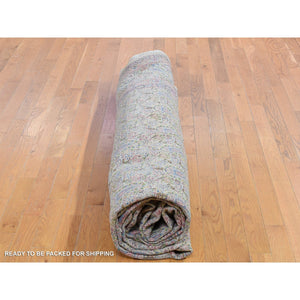 10'x13' Ivory Antique Persian Kerman, Full Pile Excellent Condition and Soft Paisley Design Hand Knotted Pure Wool Oriental Rug FWR401988