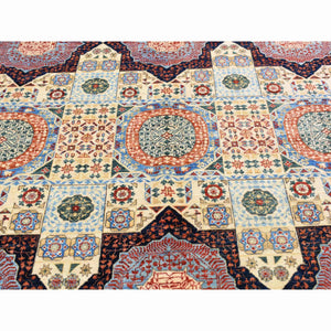 10'x13'9" Ivory Hand Knotted Mamluk Repetitive Design, Borderless Pure Wool Oriental Rug FWR401994