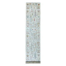Load image into Gallery viewer, 2&#39;9&quot;x15&#39;6&quot; Ivory Angora Oushak With Cypress Tree Design Soft Velvety Wool Hand Knotted Oriental XL Runner Rug FWR402150