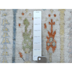 2'9"x15'6" Ivory Angora Oushak With Cypress Tree Design Soft Velvety Wool Hand Knotted Oriental XL Runner Rug FWR402150