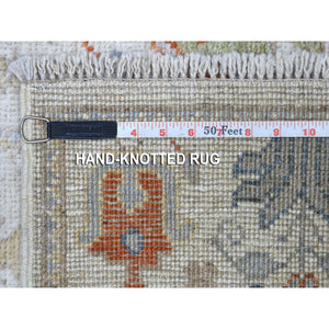 2'9"x15'6" Ivory Angora Oushak With Cypress Tree Design Soft Velvety Wool Hand Knotted Oriental XL Runner Rug FWR402150