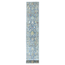 Load image into Gallery viewer, 2&#39;6&quot;x19&#39; Blue Angora Oushak With Soft And Vibrant Wool Hand Knotted Oriental XL Runner Rug FWR402192