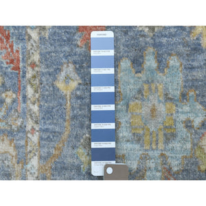 2'6"x19' Blue Angora Oushak With Soft And Vibrant Wool Hand Knotted Oriental XL Runner Rug FWR402192