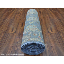 Load image into Gallery viewer, 2&#39;6&quot;x19&#39; Blue Angora Oushak With Soft And Vibrant Wool Hand Knotted Oriental XL Runner Rug FWR402192