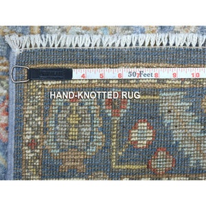 2'6"x19' Blue Angora Oushak With Soft And Vibrant Wool Hand Knotted Oriental XL Runner Rug FWR402192