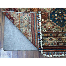 Load image into Gallery viewer, 2&#39;9&quot;x8&#39; Taupe Super Kazak In A Colorful Palette Khorjin Design Pure Wool Hand Knotted Oriental Runner Rug FWR402570