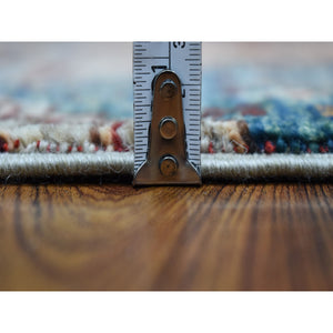 2'9"x8' Taupe Super Kazak In A Colorful Palette Khorjin Design Pure Wool Hand Knotted Oriental Runner Rug FWR402570