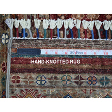 Load image into Gallery viewer, 2&#39;9&quot;x8&#39; Taupe Super Kazak In A Colorful Palette Khorjin Design Pure Wool Hand Knotted Oriental Runner Rug FWR402570