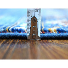 Load image into Gallery viewer, 2&#39;9&quot;x9&#39;2&quot; Denim Blue Super Kazak Khorjin Design With Colorful Tassels Hand Knotted Vibrant Wool Oriental Runner Rug FWR402696