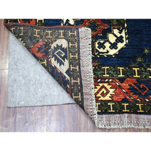 Load image into Gallery viewer, 5&#39;x6&#39;10&quot; Afghan Ersari Elephant Feet Design Hand Knotted Organic Dyes Blue With Pop Of Color Oriental Rug FWR403284