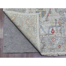 Load image into Gallery viewer, 2&#39;9&quot;x14&#39;3&quot; Pure Wool Light Gray With Colorful Motifs Hand Knotted Angora Oushak Oriental XL Runner Rug FWR403866