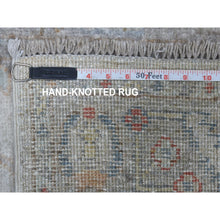 Load image into Gallery viewer, 2&#39;9&quot;x14&#39;3&quot; Pure Wool Light Gray With Colorful Motifs Hand Knotted Angora Oushak Oriental XL Runner Rug FWR403866