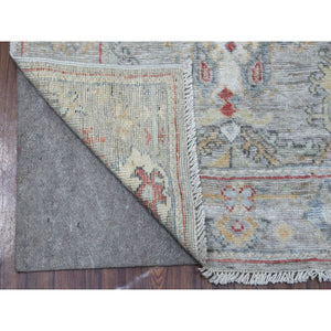 3'x12' Hand Knotted Soft Velvety Wool Angora Oushak Light Gray With Soft Colors Oriental Runner Rug FWR404196