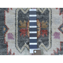 Load image into Gallery viewer, 2&#39;10&quot;x9&#39;10&quot; Hand Knotted Dark Gray With Geometric Village Anatolian Design Angora Oushak Glimmery Wool Oriental Runner Rug FWR404562