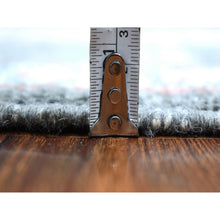 Load image into Gallery viewer, 2&#39;10&quot;x9&#39;10&quot; Hand Knotted Dark Gray With Geometric Village Anatolian Design Angora Oushak Glimmery Wool Oriental Runner Rug FWR404562