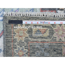 Load image into Gallery viewer, 2&#39;10&quot;x9&#39;10&quot; Hand Knotted Dark Gray With Geometric Village Anatolian Design Angora Oushak Glimmery Wool Oriental Runner Rug FWR404562