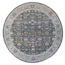Load image into Gallery viewer, 11&#39;7&quot;x11&#39;7&quot; Hand Knotted Vibrant Wool Peshawar Design Gray With Floral Motifs Oriental Round Rug FWR405390