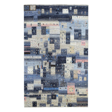 Load image into Gallery viewer, 5&#39;10&quot;x9&#39;2&quot; Mix Of Gray, Beige And Blue Extremely Durable Kashkuli Gabbeh Hand Knotted Afghan Wool Oriental Rug FWR405408